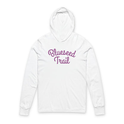 Blusseed Trail Hooded Long Sleeve Tee - Retro Script Outdoor Hoodie