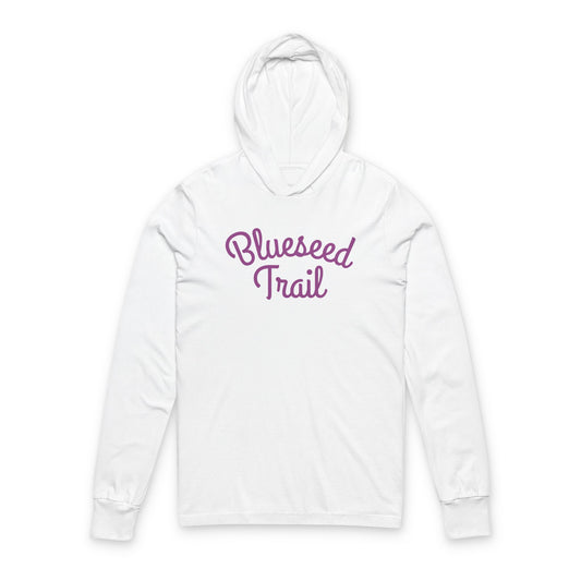 Blusseed Trail Hooded Long Sleeve Tee - Retro Script Outdoor Hoodie