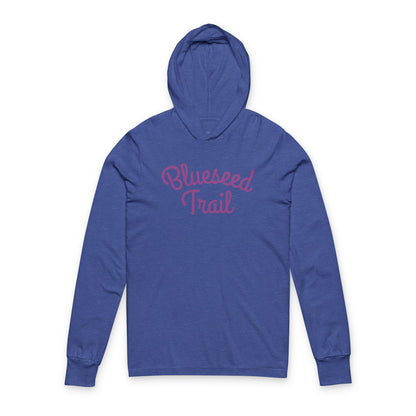 Blusseed Trail Hooded Long Sleeve Tee - Retro Script Outdoor Hoodie